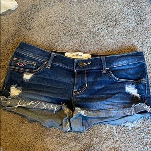 holister dark wash jean shorts